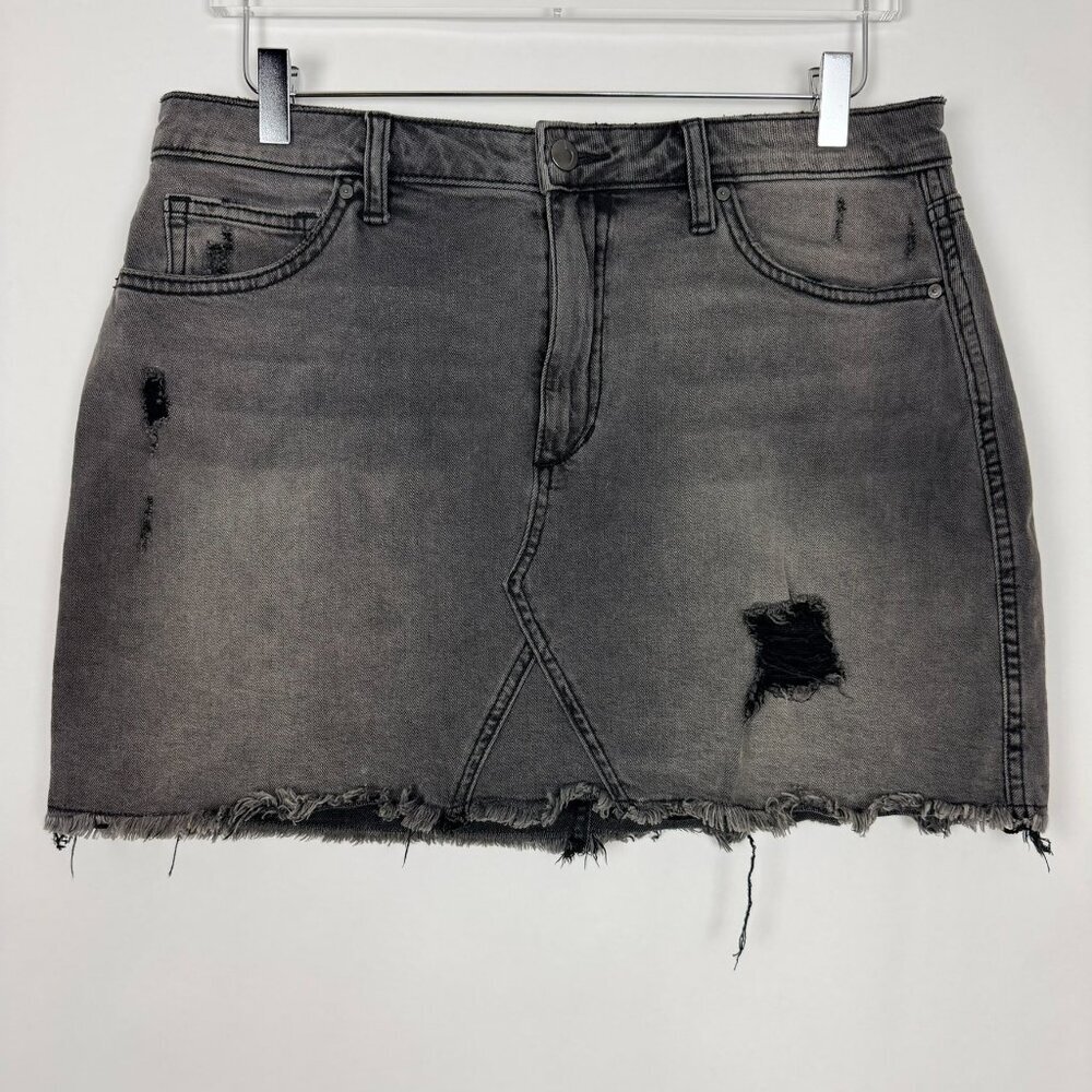 Joe's Jeans Mini Skirt Women's Size 31 Black Wash Distressed Denim Frayed Hem